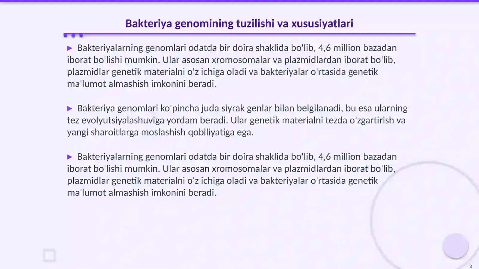 Bakteriya genomining tuzilishi va xususiyatlari 3
