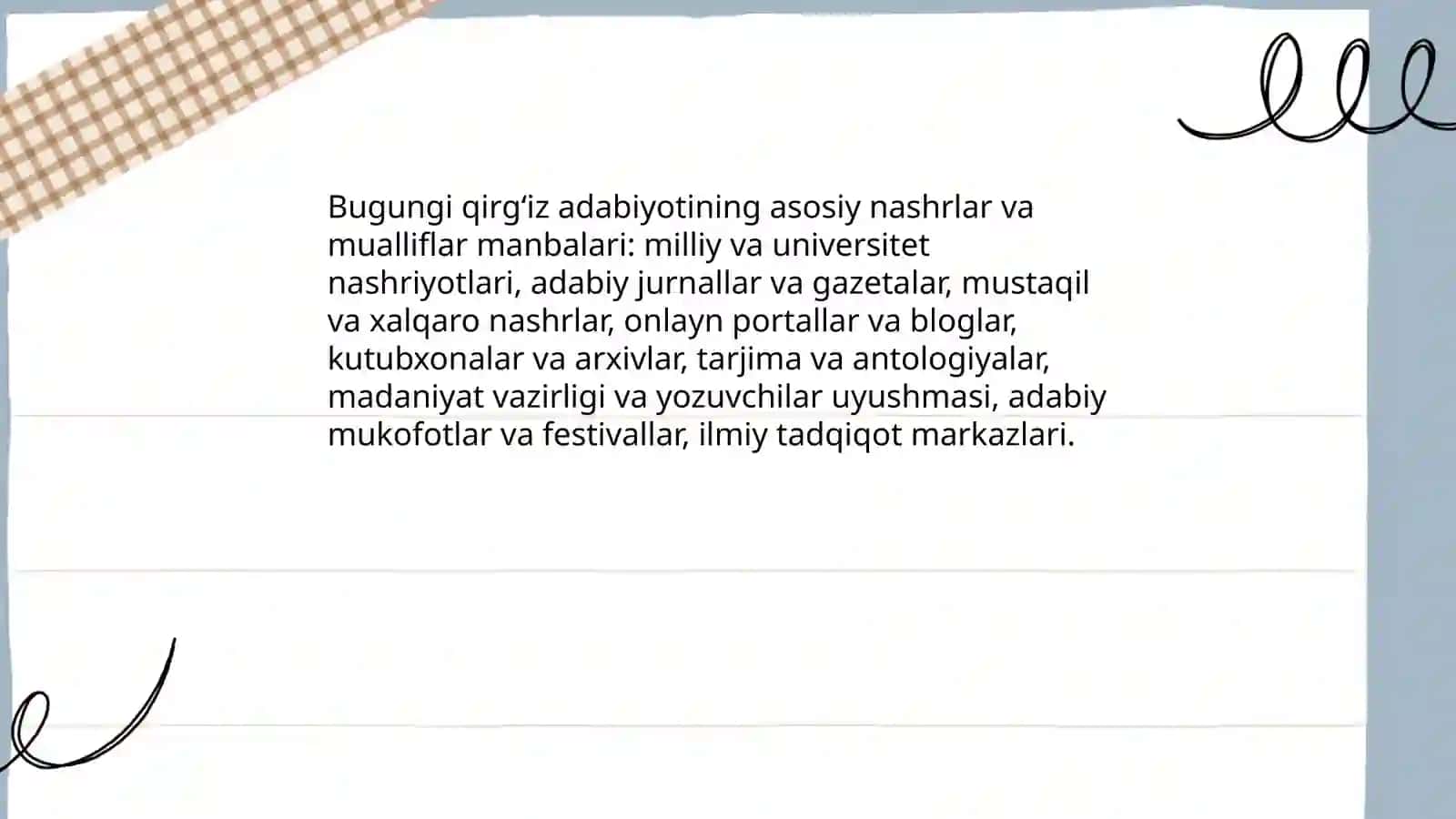 Bugungi qirg’iz adabiyoti manbalari haqida 3