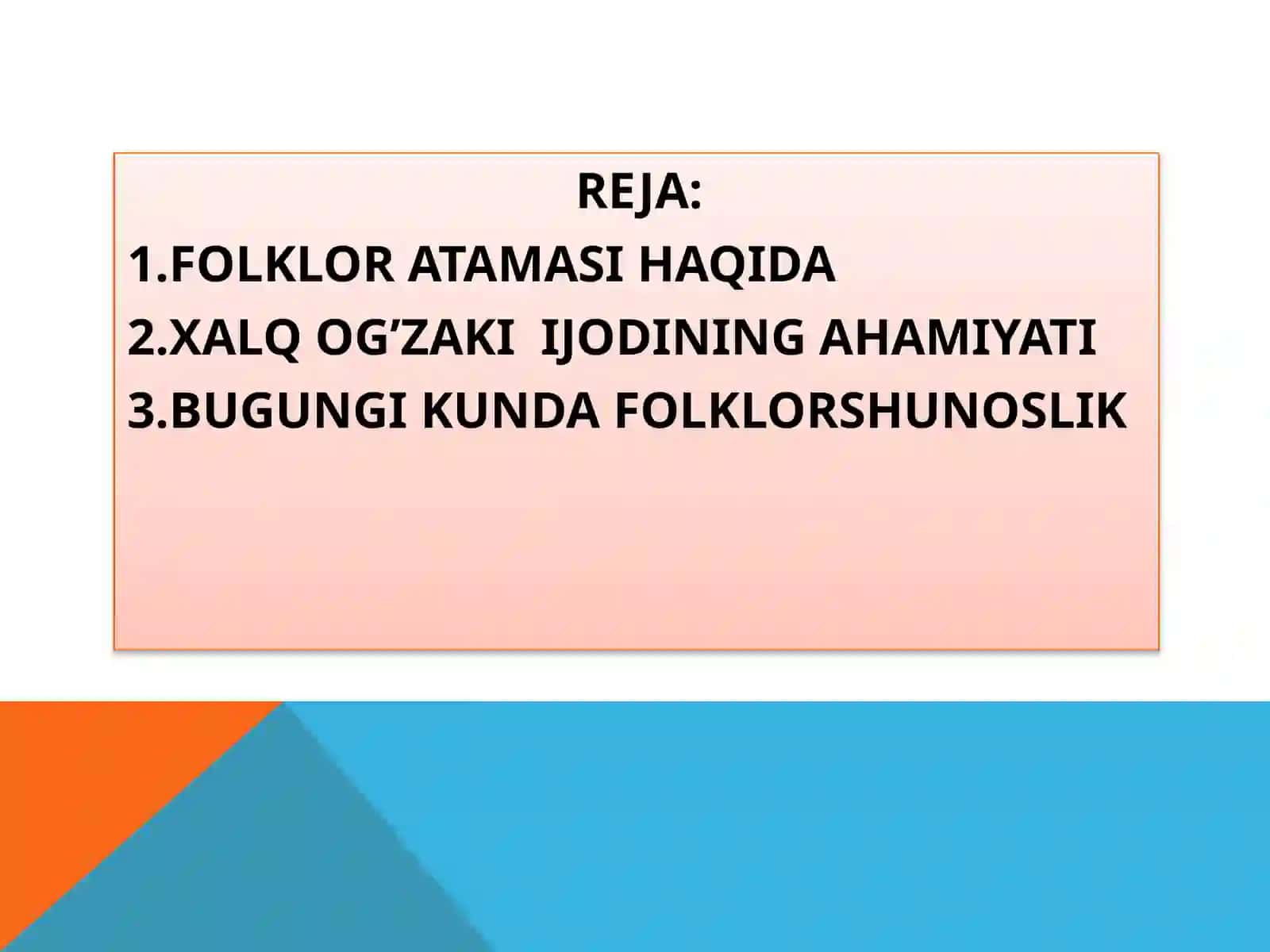 FOLKLORSHUNOSLIKKA OID VIDEO MATERIALLAR, SSENARIYLAR YARATISH 3