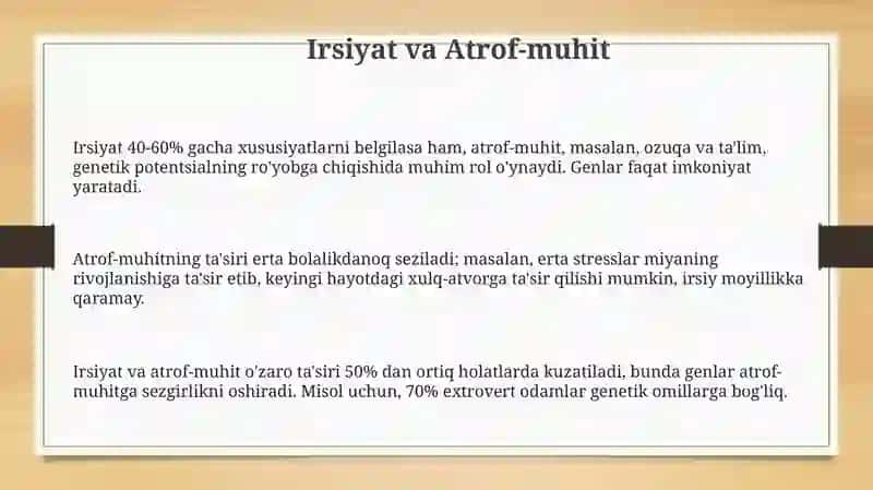 Shaxs rivojlanishiga ta'sir etuvchi omillar 3