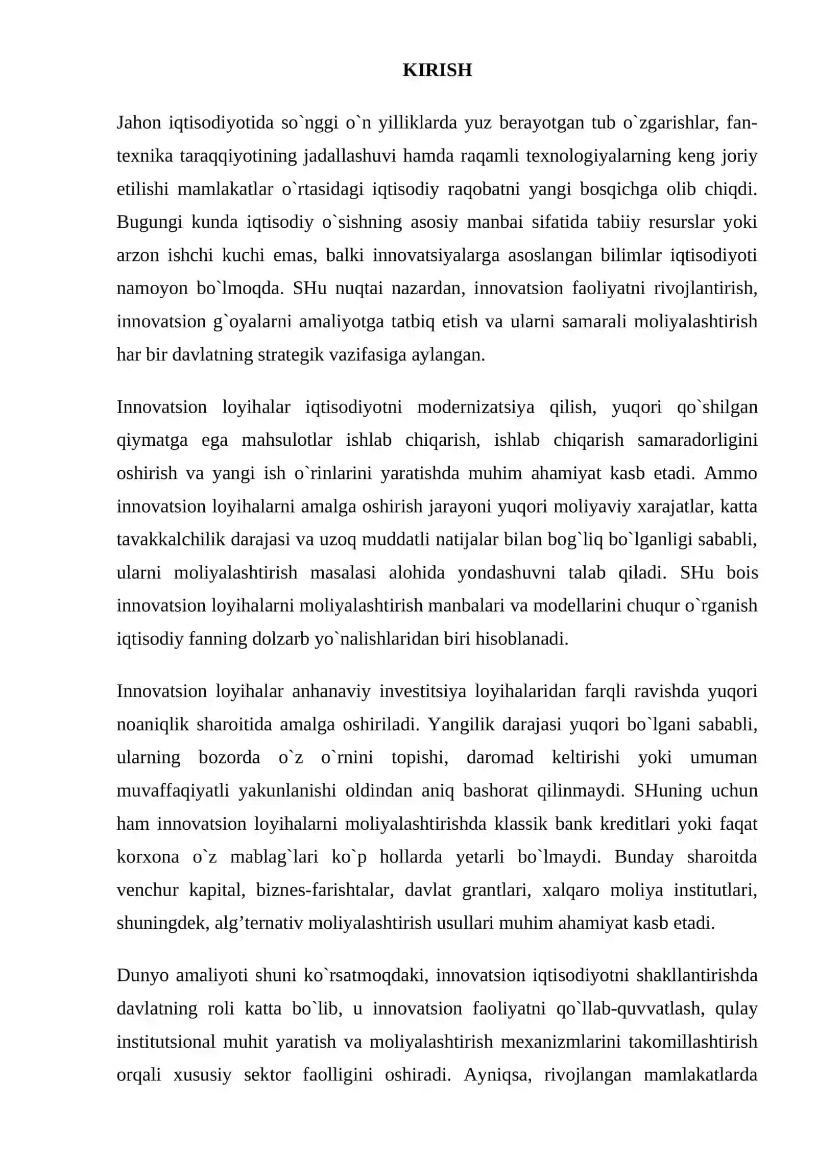Innovatsion loyihalarni moliyalashtirish manbalari va modellari 3