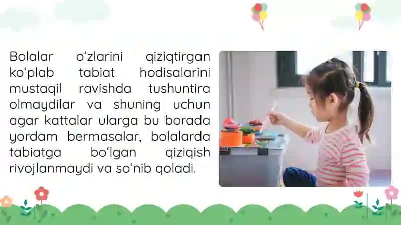 14-Mavzu:Maktabgachayoshdagibolalarnijonlivajonsiztabiatbilantanishtirishusullari 3