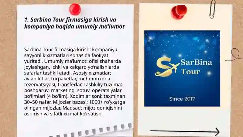 Sarbina Tour firmasi haqida umumiy ma'lumot 3