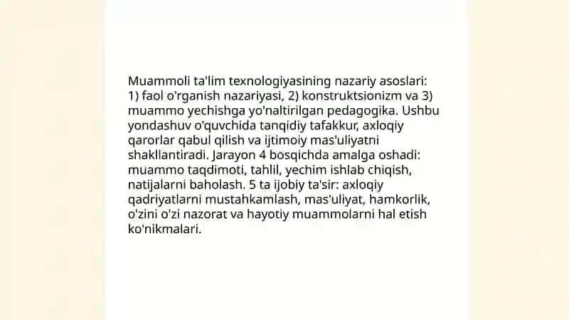 O'quvchi ma'naviy kamolotini ta'minlashda muammoli ta'lim texnologiyasi 3