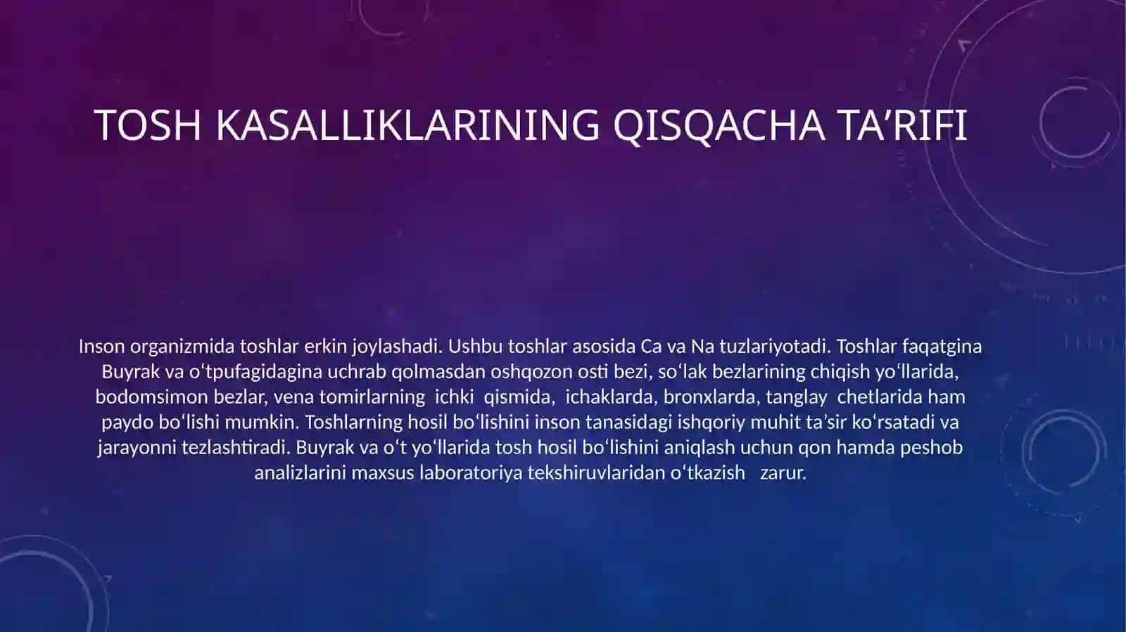 Tosh kasalliklarining kimyoviy asoslari 3