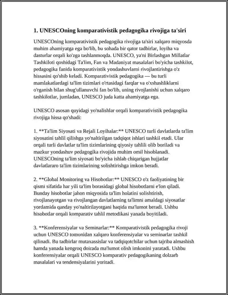 KOMPRATIVISTIK PEDAGOGIKA FANI RIVOJLANISHIDA XALQARO TASHKILOTLAR VA ULARNING FAOLIYATI 3