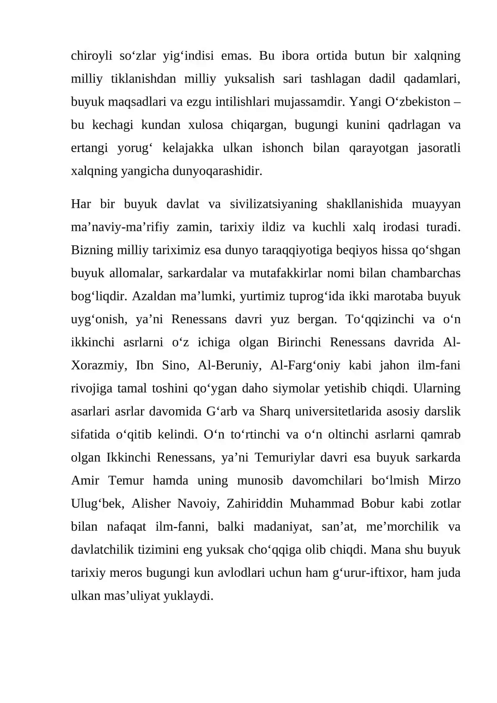 Yangi O‘zbekiston – uchinchi Renessans poydevori   INSHO 3