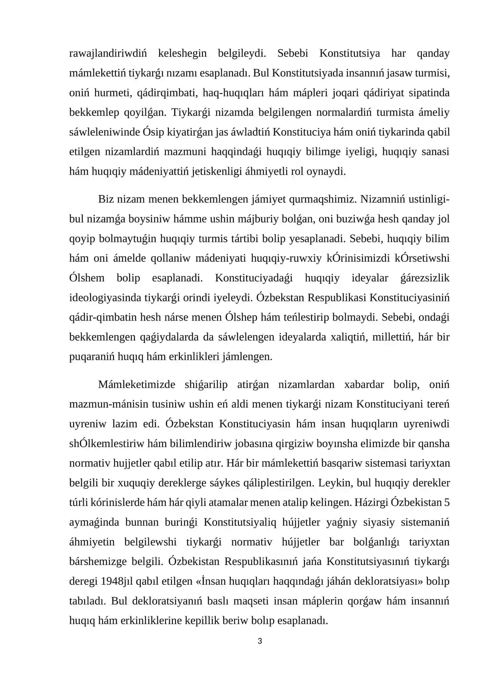 Ózbekstanda insan huqıqları hám erkinlikleri kepillikleriniń jaratılıwı 3