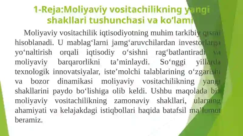 Mоliyаviy Vоsitаchilikning Yаngi Shаkllаri 3