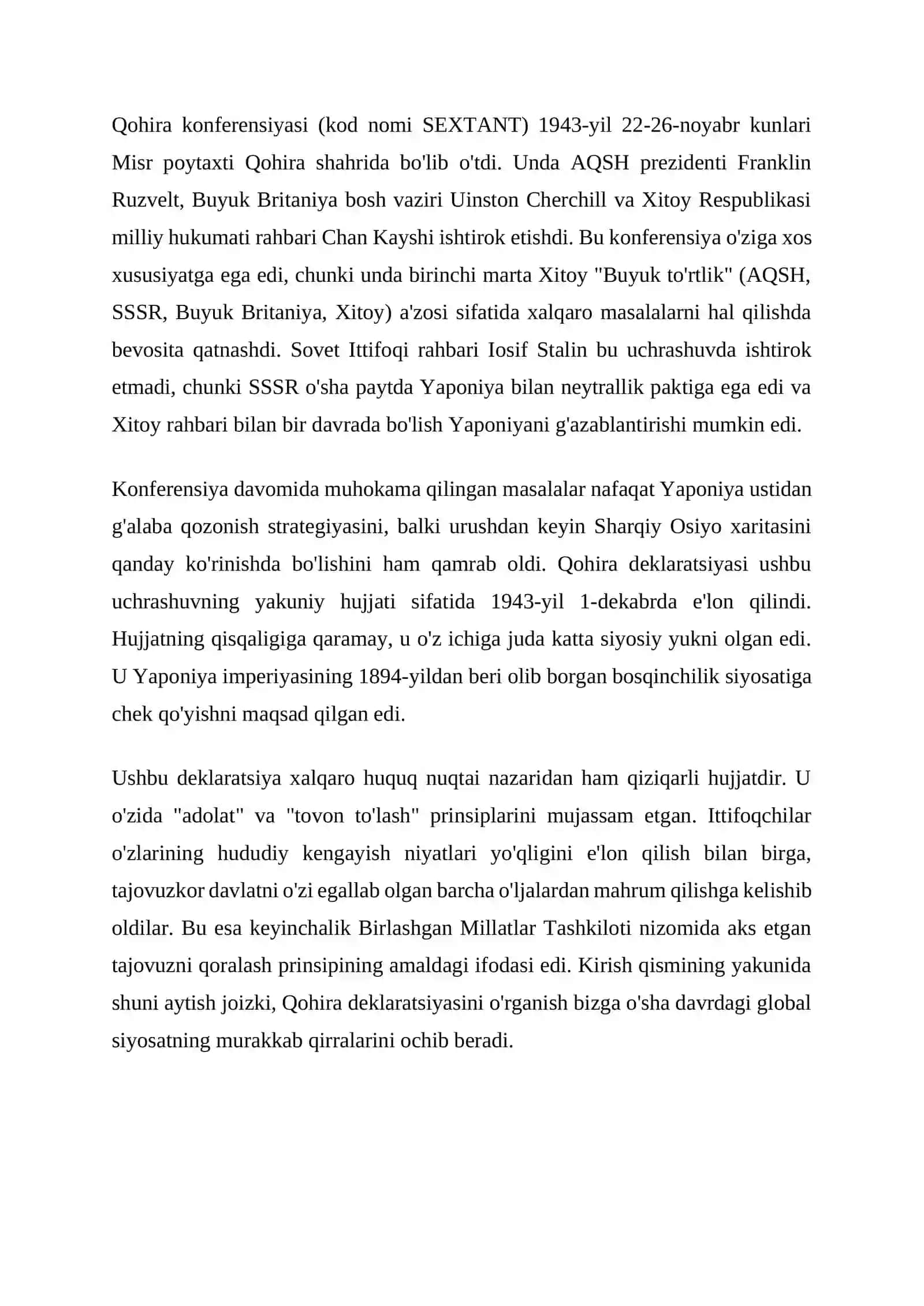 QOHIRA DEKLARATSIYASI TARIXI VA MAZMUNI TAHLILI 3