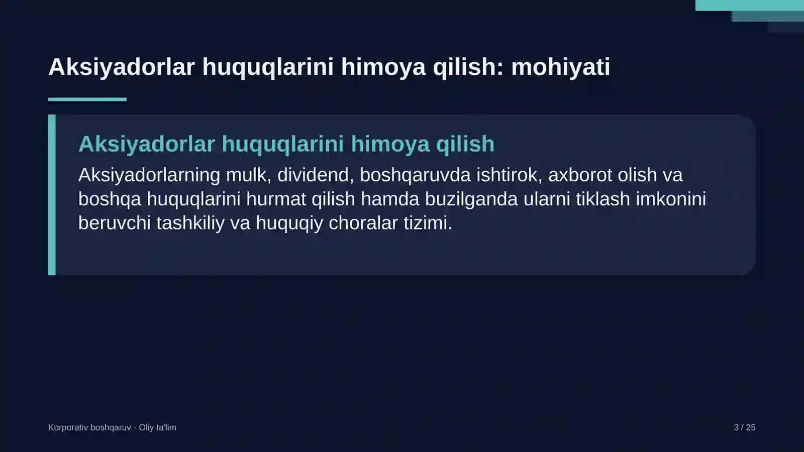 Alkogolsiz ichimliklar ishlab chiqarishda aksiyadorlar huquqlarini himoya qilish 3