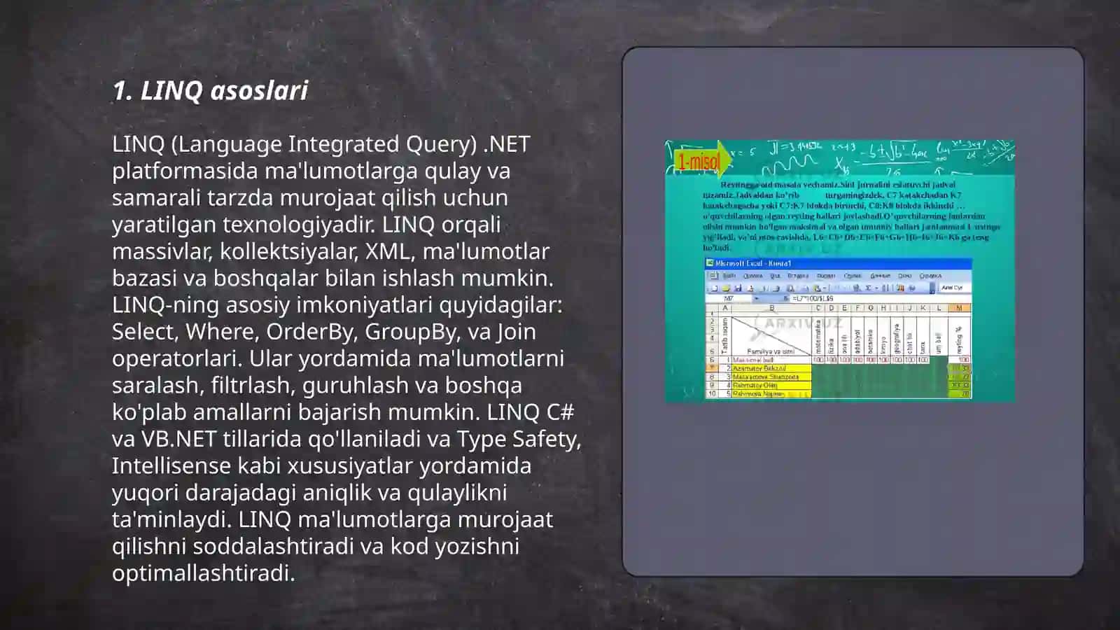 LINQ bilan ishlash 3