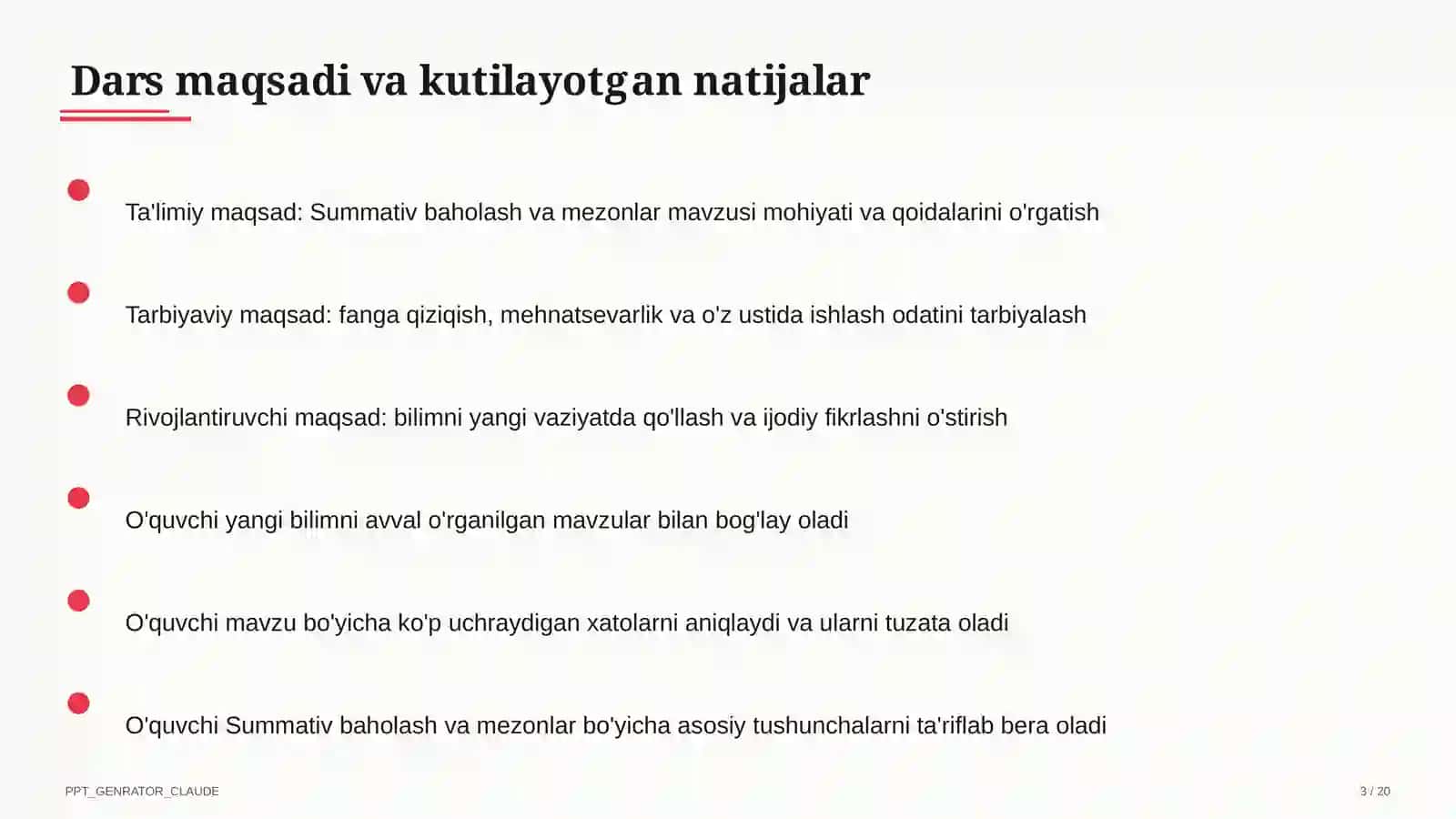 Summativ baholash va mezonlar 3
