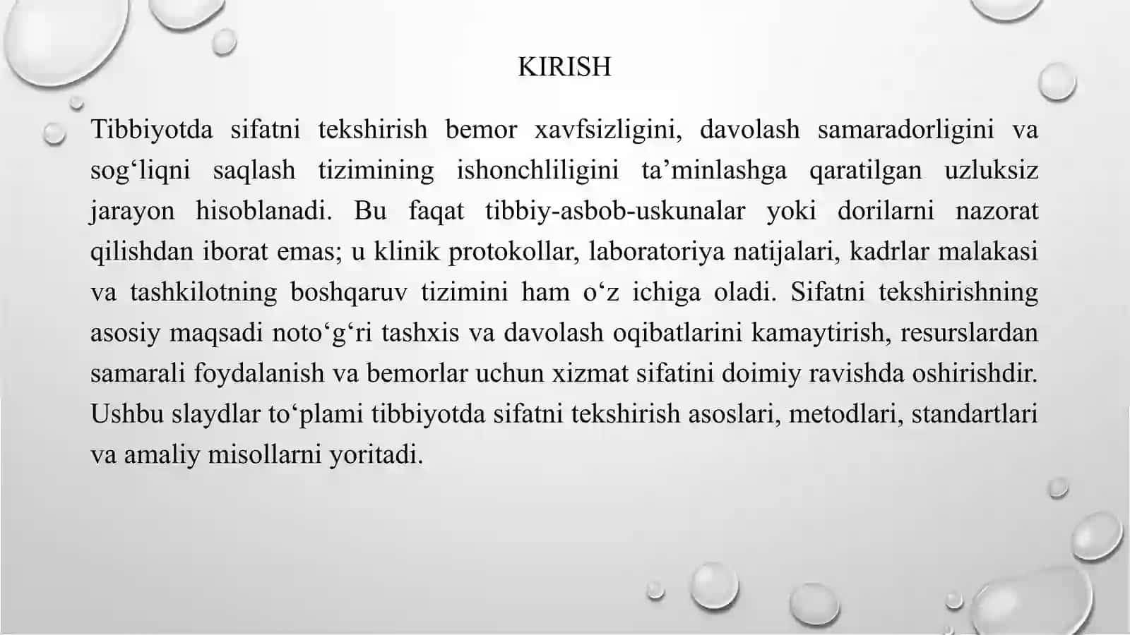 Tibbiyotda sifatni tekshirish 3
