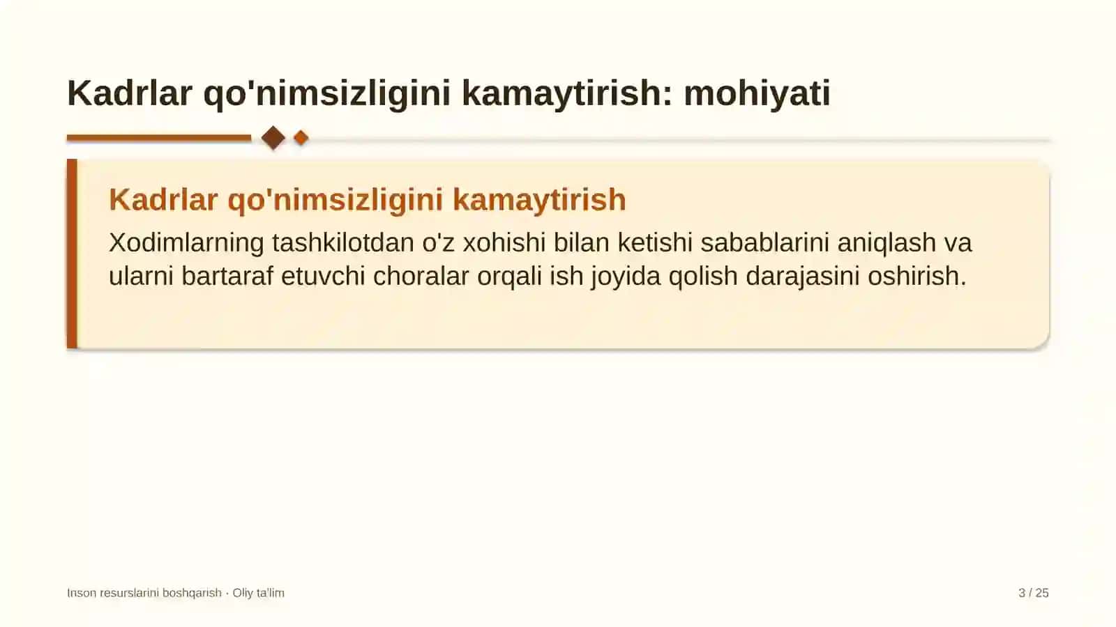 Davlat fuqarolik xizmatida kadrlar qo'nimsizligini kamaytirish 3