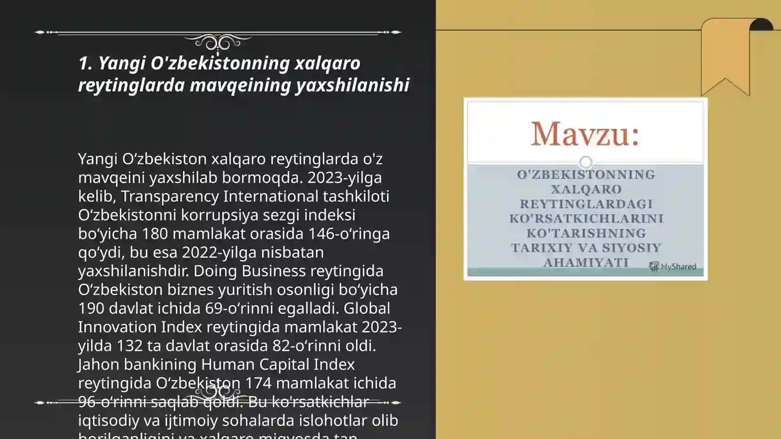 Yangi O'zbekiston ijtimoiy siyosiy iqtisodiy va madaniy hayotida ro'y berayotgan o'zgarishlarning xalqaro reyting va indekslarda aks etishi 3
