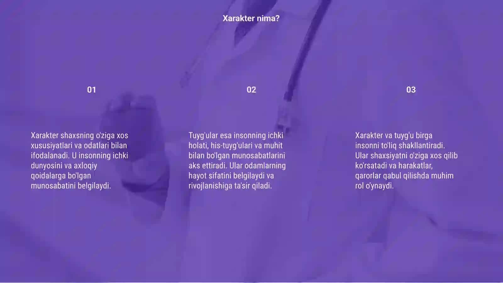 Xarakter va tuyg'u 3