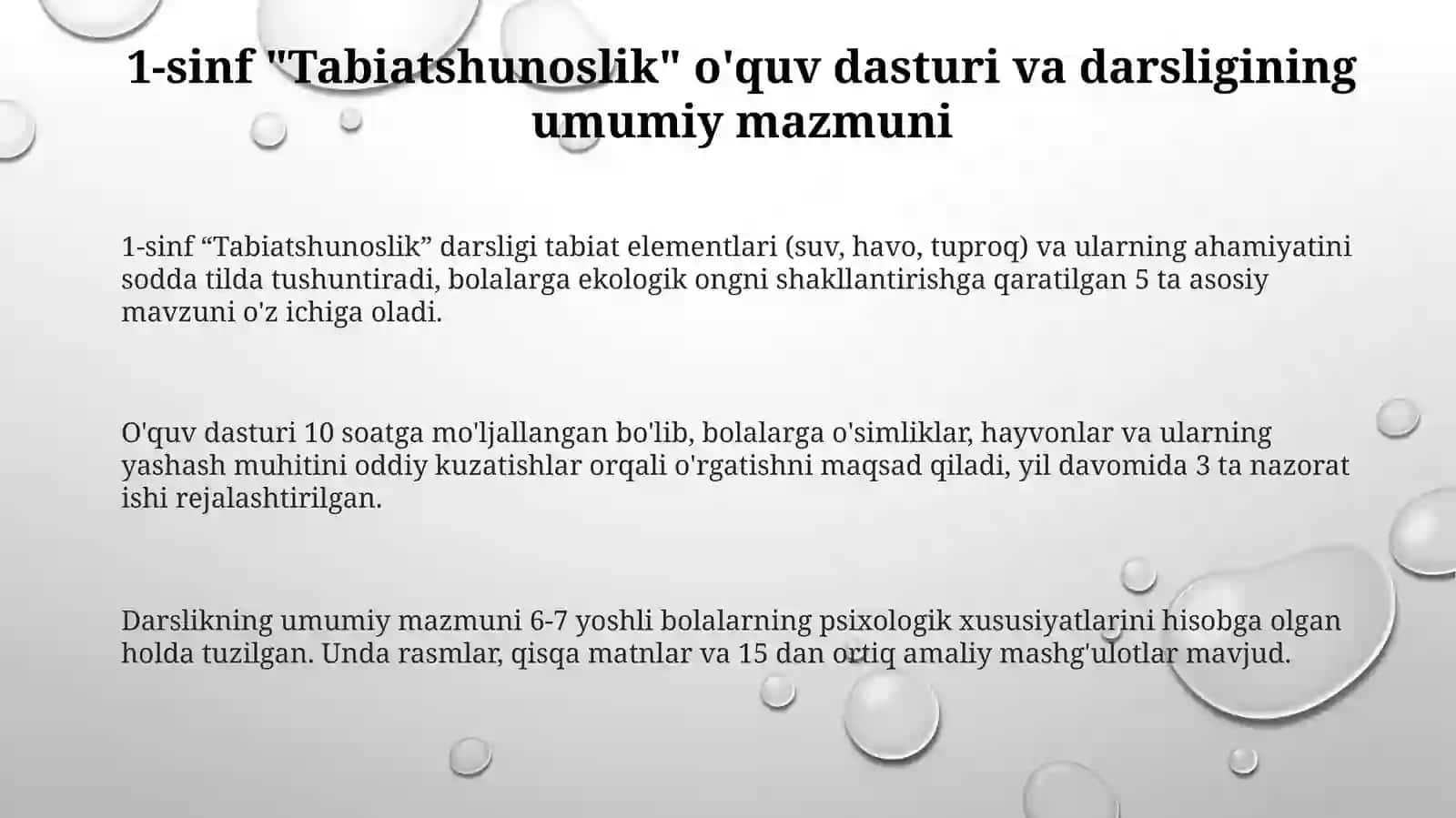 1-sinf "Tabiiy fanlar" dasturi va darslikni oʻrganish 3