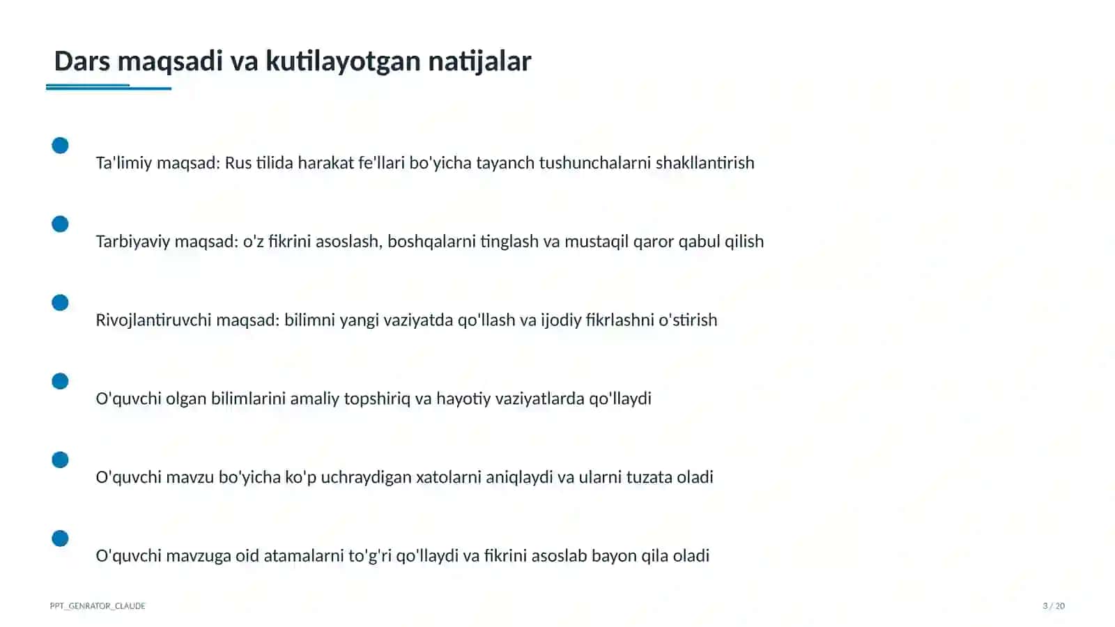 Rus tilida harakat fe'llari (6-sinf) 3