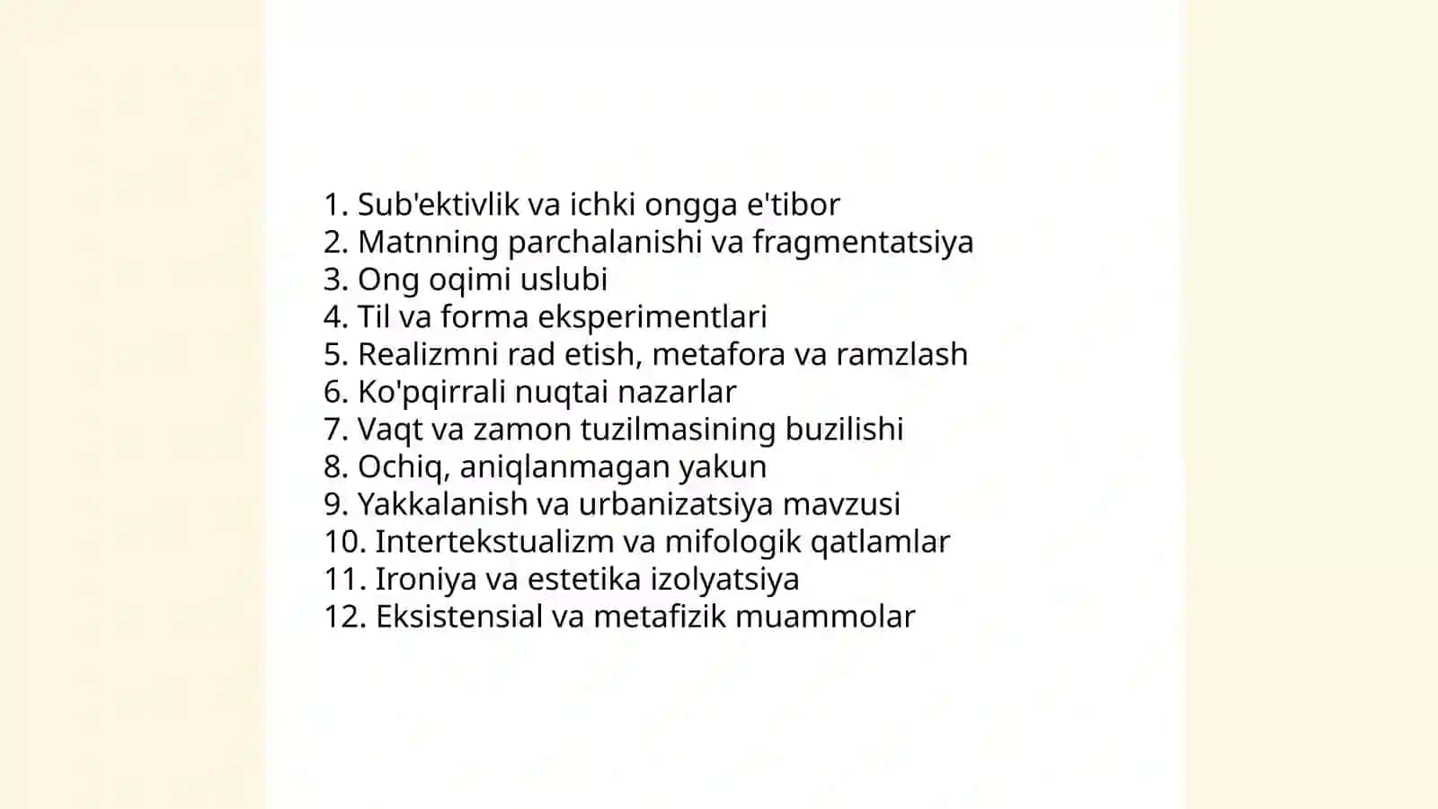 Jahon Modernizm adabiyoti 3