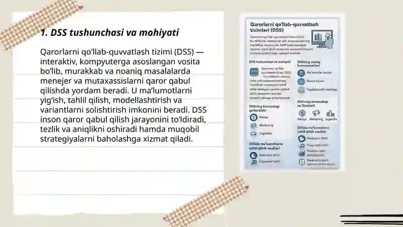Qarorlarni qo'llab-quvvatlash tizimlari (DSS) 3
