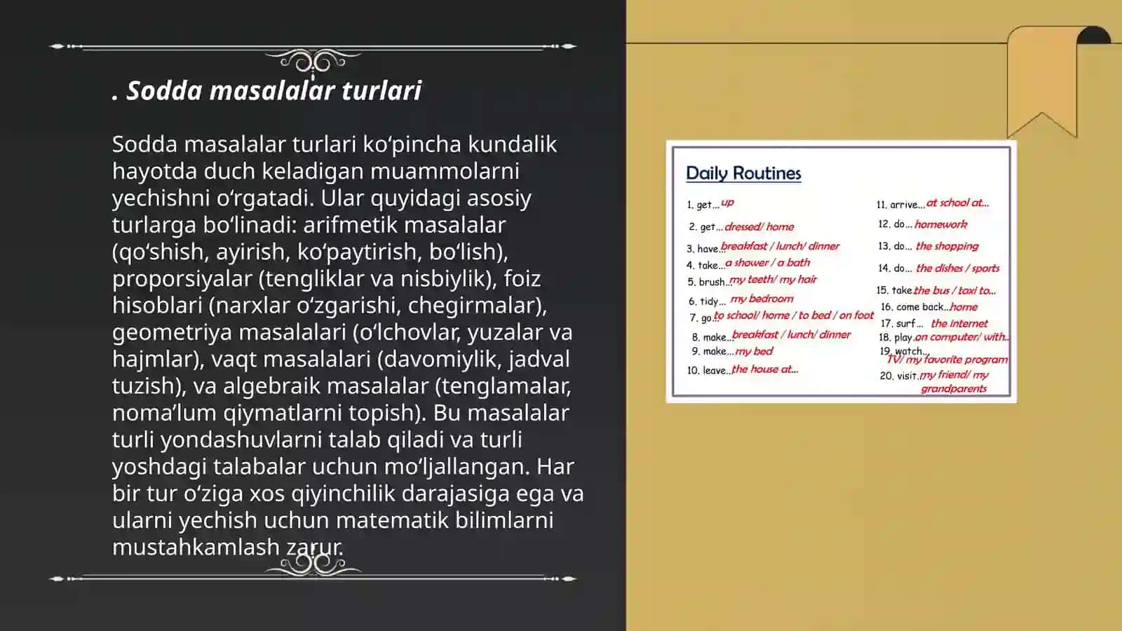 Sodda va murakkab masalalar 3