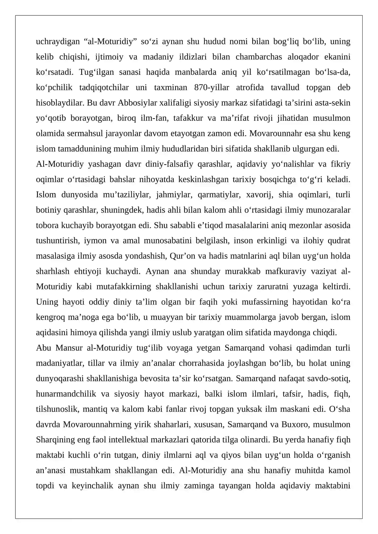 Al-Moturidiy ta’limoti 3