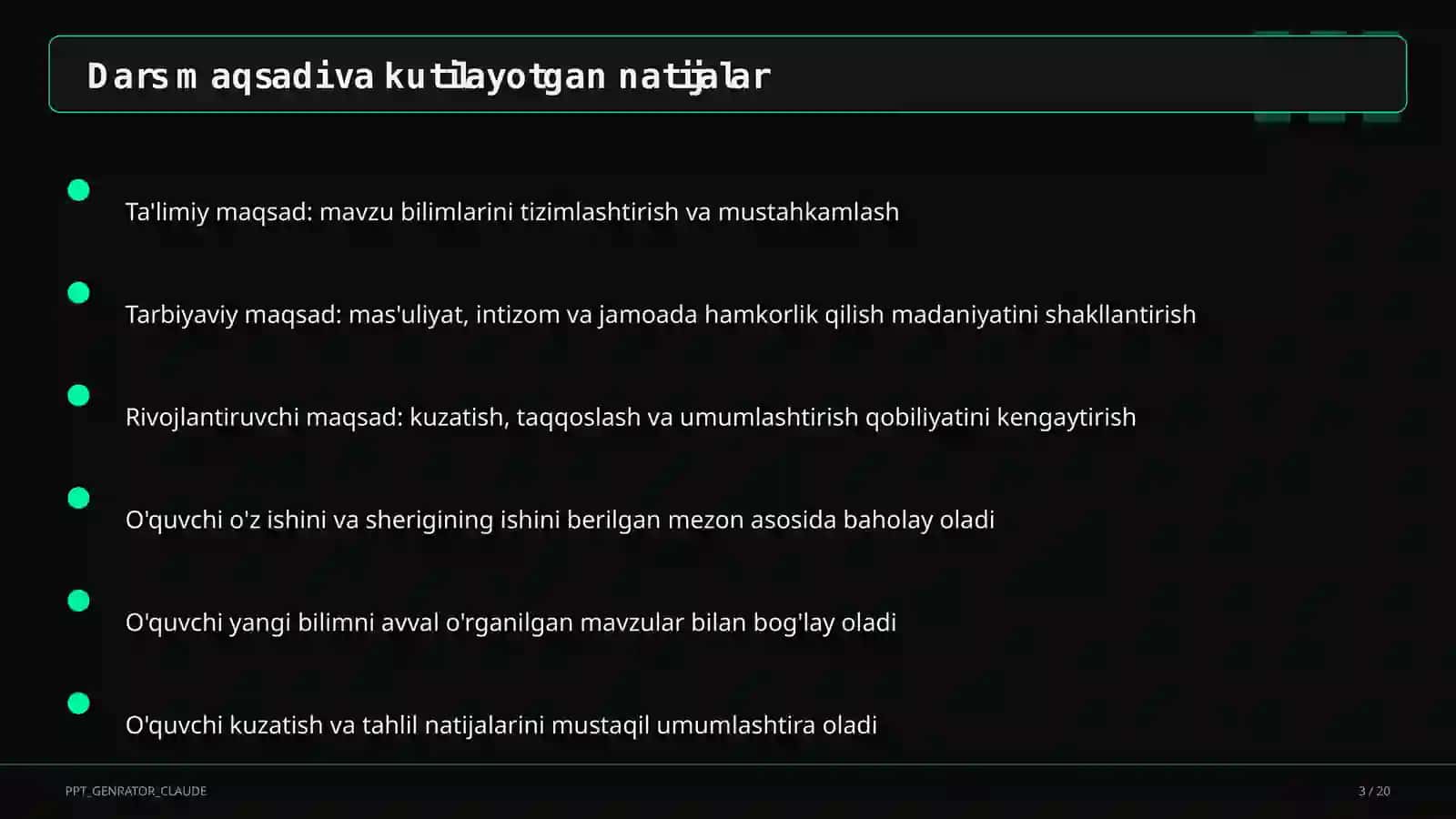 Blum taksonomiyasi va o'quv maqsadlari 3