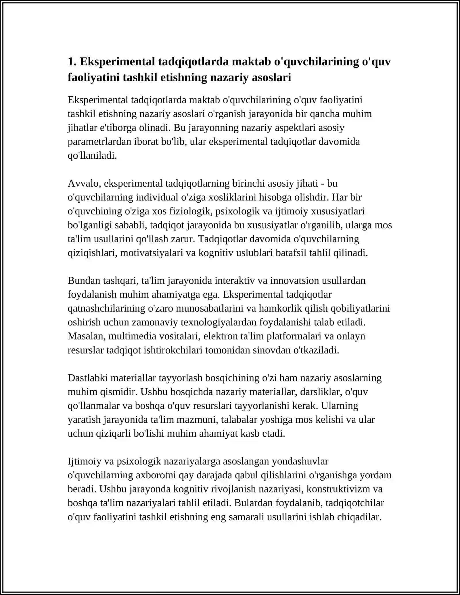 EKSPERIMENTAL TADQIQOTLARDA MAKTAB OQUVCHILARININF OQUV FAOLIYATINI ORGANISH 3