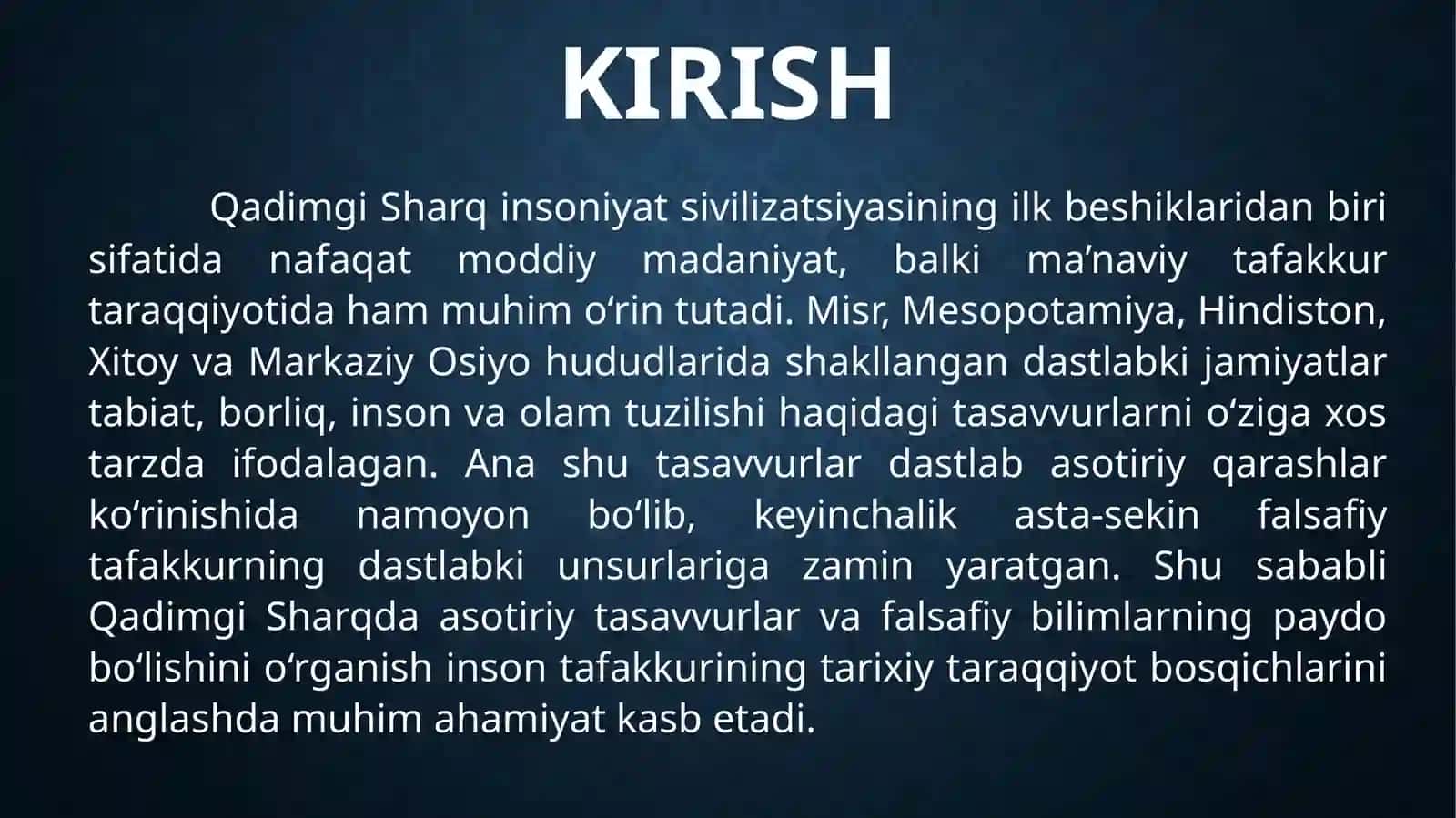 Qadimgi Sharqda Asotiriy Tasavvurlar va Falsafiy Bilimlarning Paydo Bo‘lishi 3