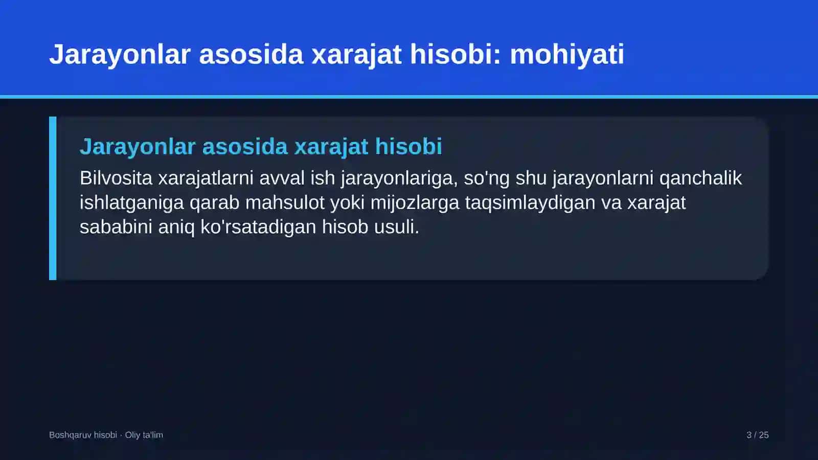 Elektronika do'konlarida jarayonlar asosida xarajatlarni hisoblash usulini joriy etish 3