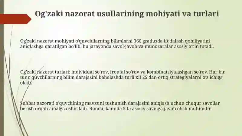 Og'zaki nazorat usullari 3
