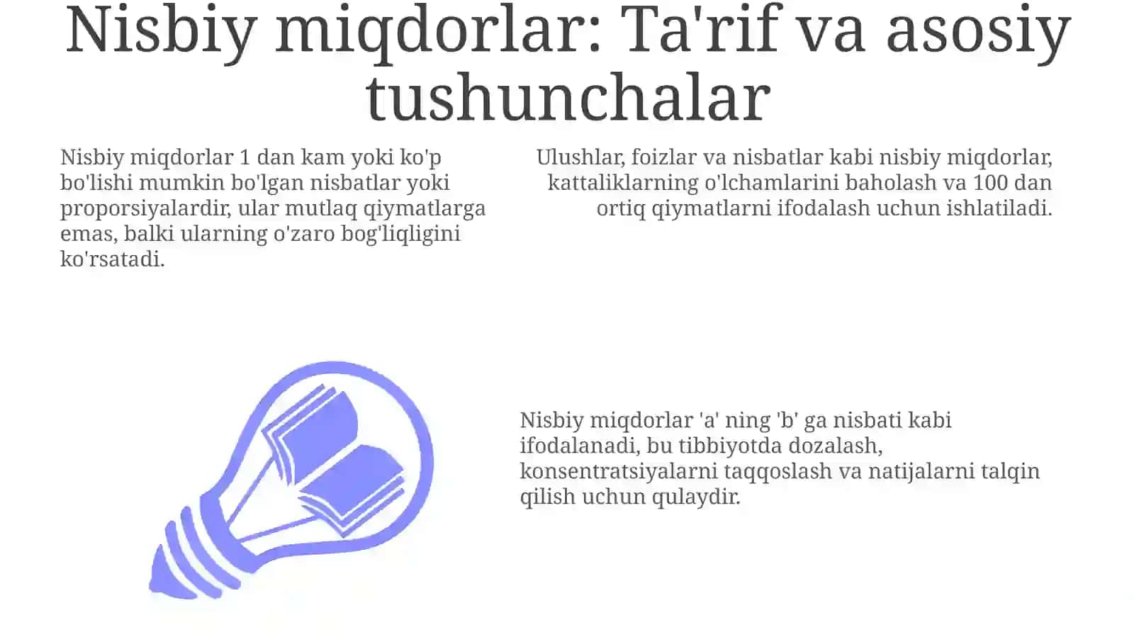 Nisbiy miqdorlar, ularning tibbiyotda qoʼllanilishi 3
