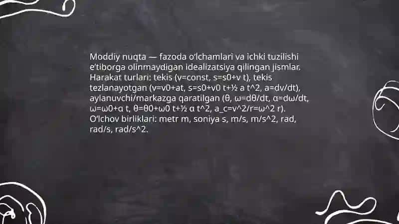 Moddiy nuqtaning harakatini tavsiflash va tasniflash 3