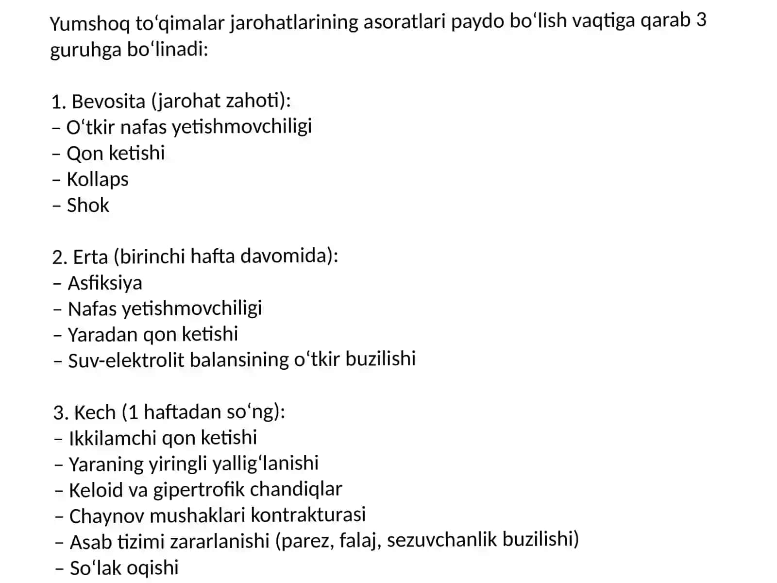 Yumshoq to‘qimalardagi jarohatlarda erta va kechki asoratlar 3