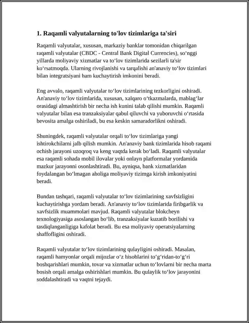 TO‘LOV TIZIMLARI VA RAQAMLI VALYUTALAR: MOLIYAVIY XIZMATLAR 3