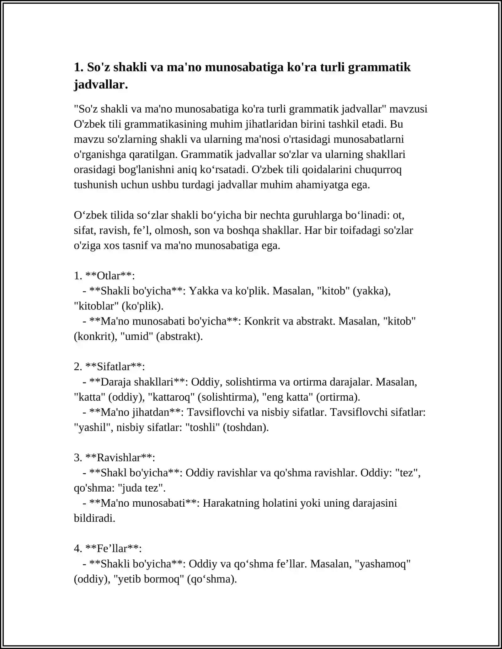 So'z shakli va ma'no munosabatiga ko'ra turli grammatik jadvallar 3