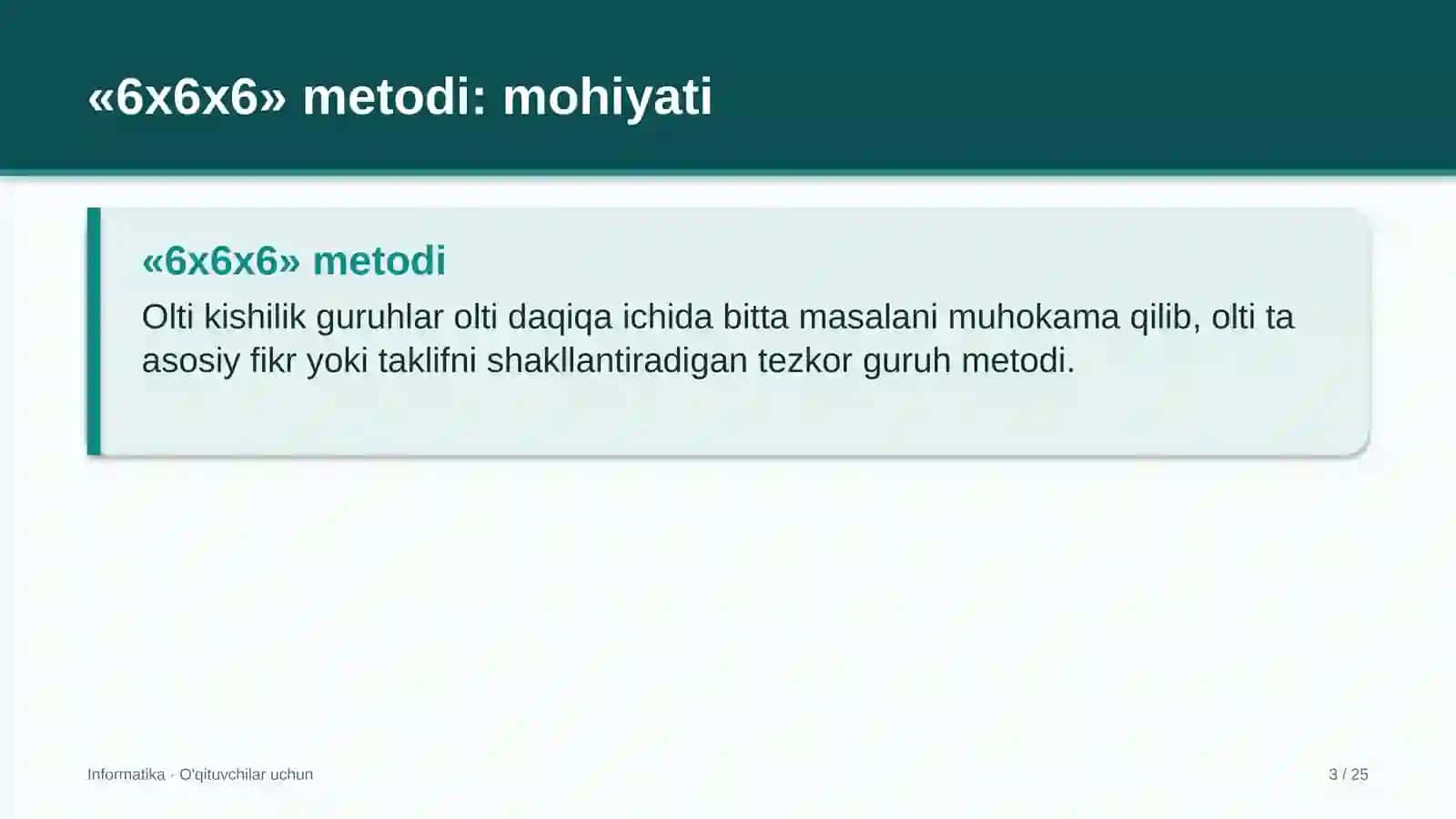 informatika darslarida 6x6x6 metodidan foydalanish 7890 3