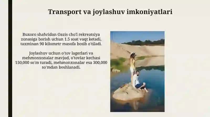 Buxorodagi oasis desert dam olish maskaniga 2 kunlik sayohat tur paket 3