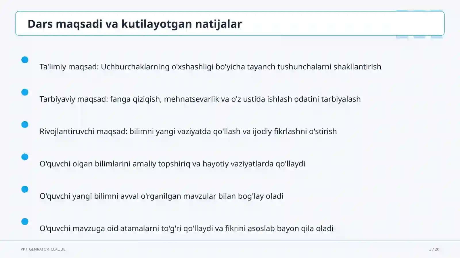 Uchburchaklarning o'xshashligi (8-sinf) 3