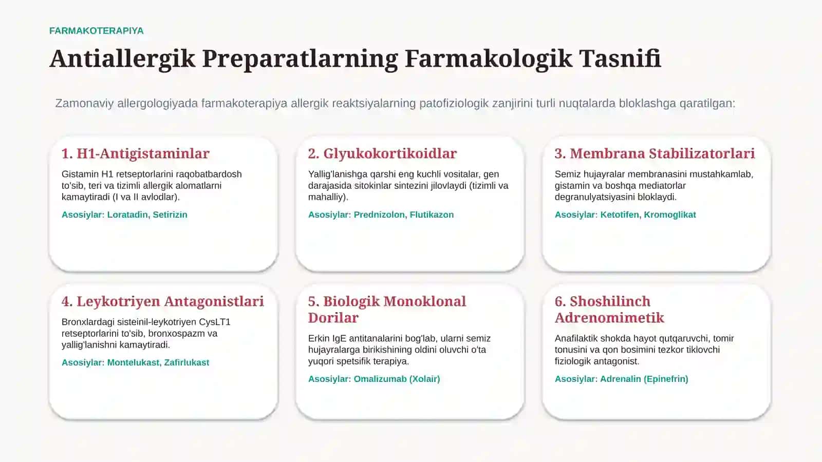 Allergik kasalliklarni davolashda qo‘llaniladigan dori vositalari | 15 slayd 3