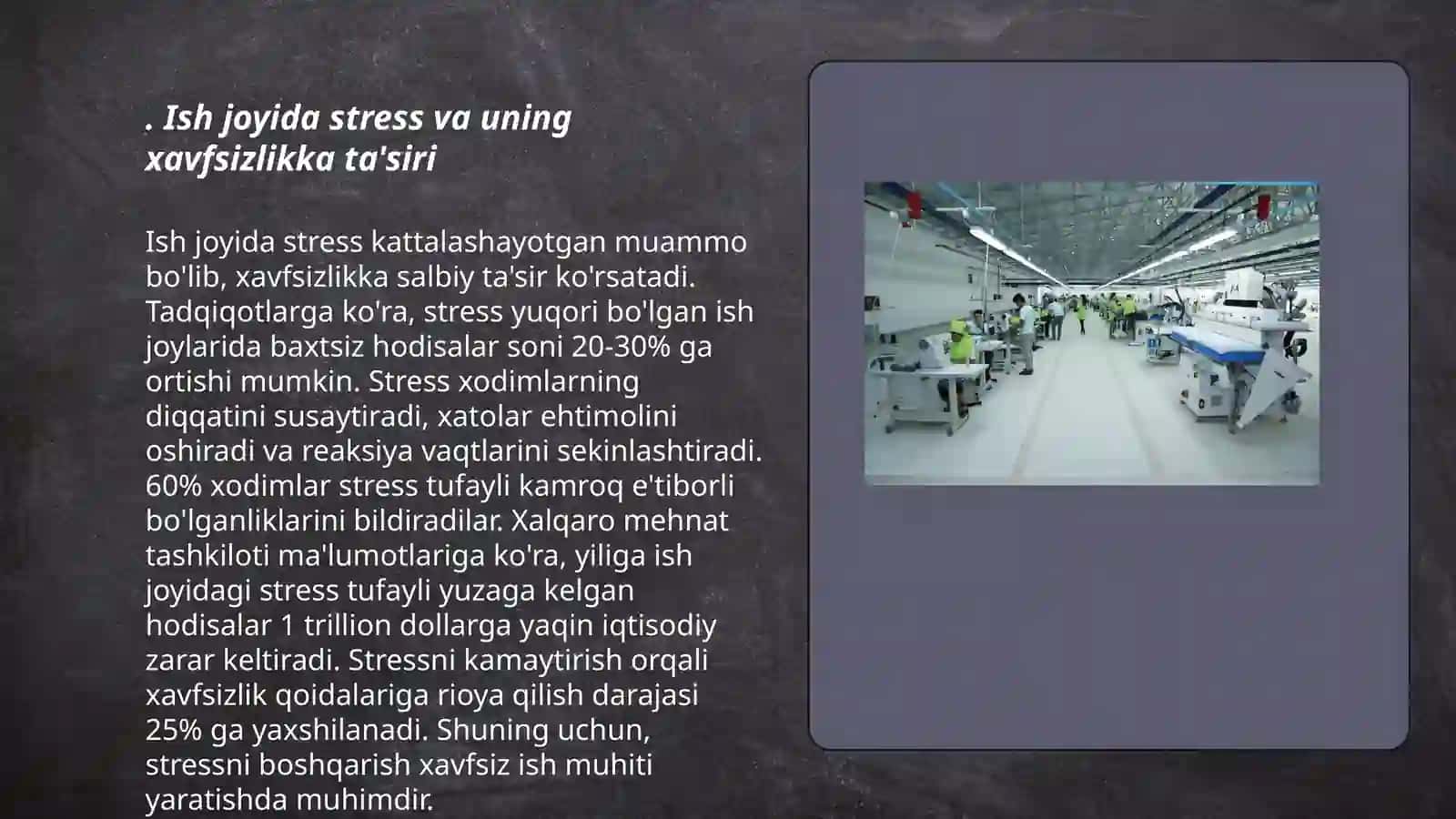 Ishlab chiqarishda Mehnat Havfsizligini Taʼminlash Psixologiyasi 3