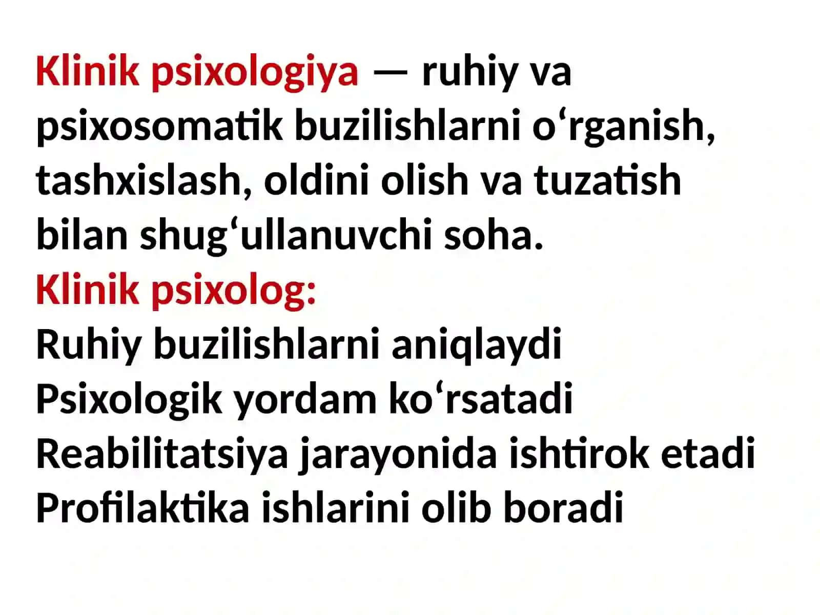 Klinik psixologlarning psixoprofilaktik va psixokorrektsion, reabilitatsion faoliyatda ishtirok etishi 3