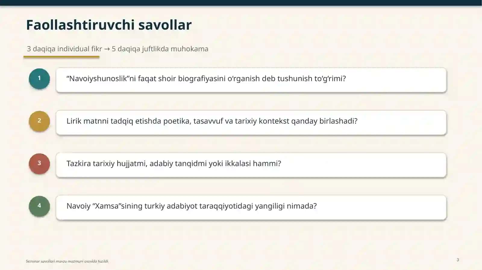 Navoiyshunoslikda lirik meros, tazkirachilik va xamsanavislikning tadqiq etilishi 3