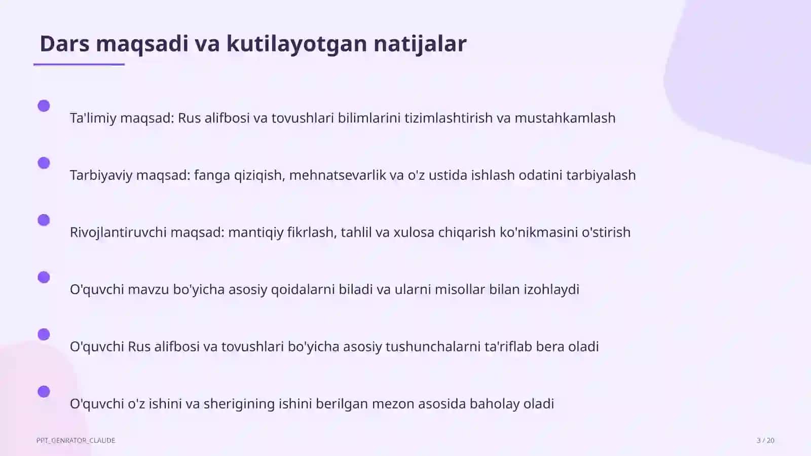 Rus alifbosi va tovushlari (2-sinf) 3