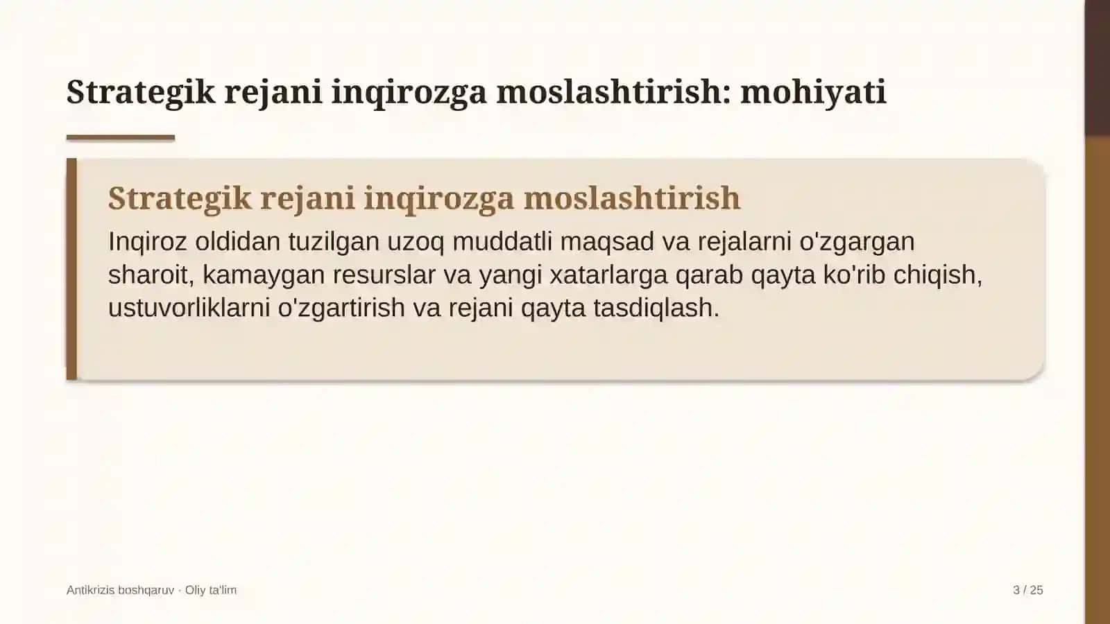ANTİKRİZİS BOSHQARUV · OLIY TA'LİM 3