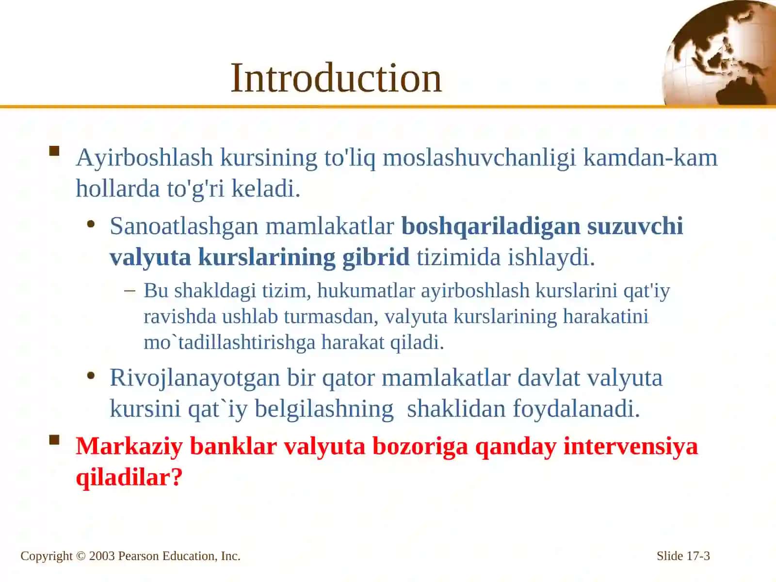 Qat`iy belgilangan valyuta kurslari va valyuta intervensiyalari 3