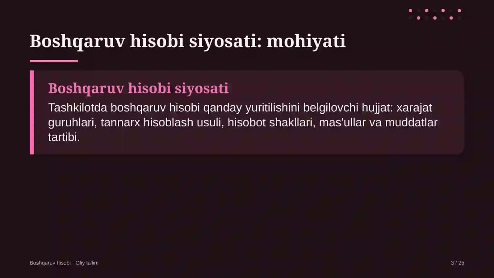 obodonlashtirish boshqarmalarida boshqaruv hisobi siyosatini ishlab chiqish 6302 3