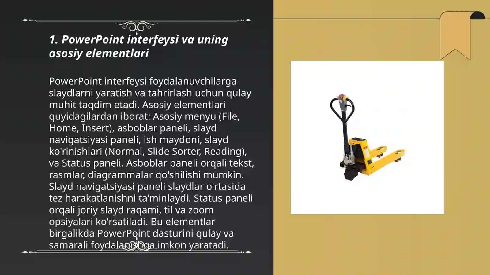 PowerPoint interfeysi va uning asosiy elementlari 3