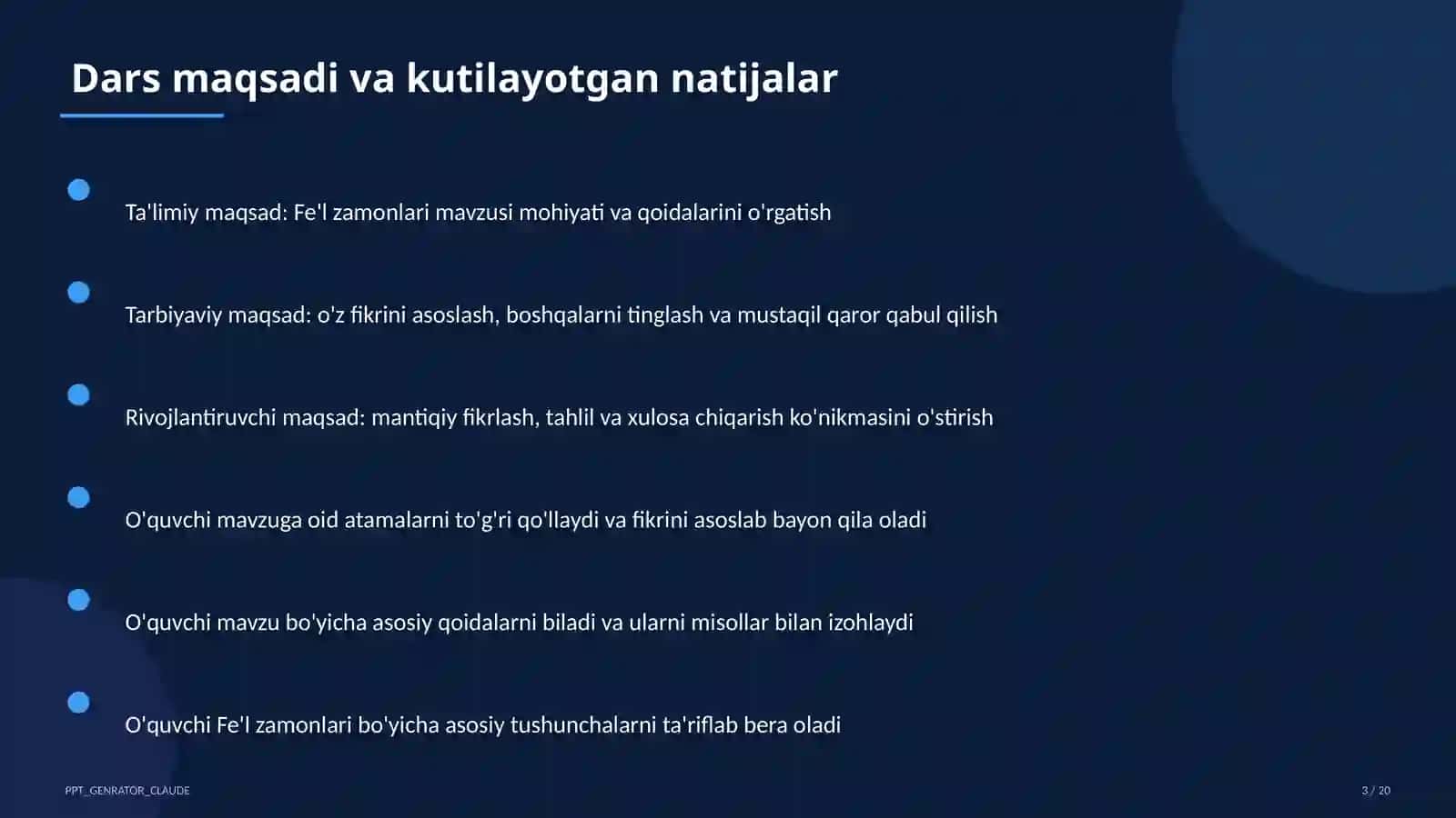 Fe'l zamonlari (4-sinf) 3
